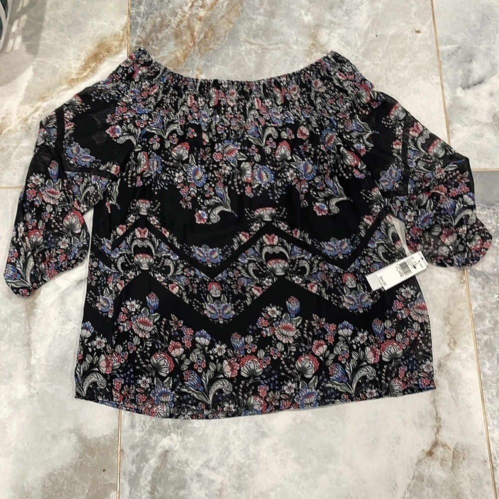 Apt. 9 Black Flutter Sleeve Smocked Blouse